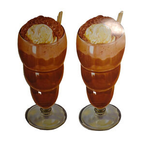 2 Chocolate Ice Cream Floats Vintage Paper Diner Diecuts Pop Shop Original 1950s